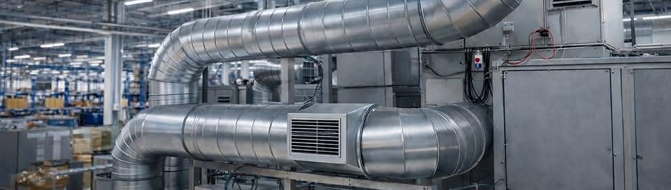 Ductos de climatización en nave industrial